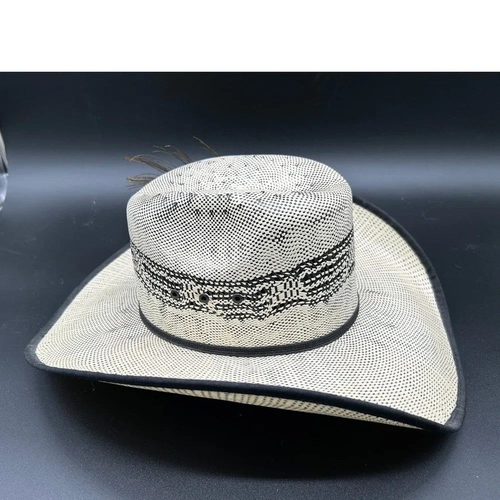 RDR‎ Hats Kids Straw Cowboy Hat with Peacock Feather Accent Western